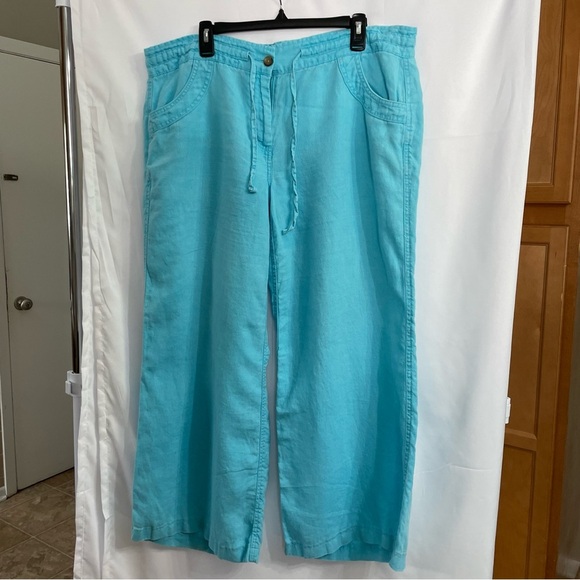Lands' End 16P Wide Leg 100% Linen Pants Beach Coastal Summer - Picture 1 of 7